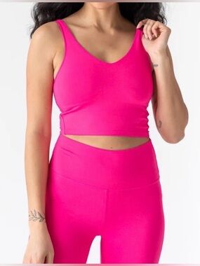 Hot Pink Women's Crop Tank Top & Matching Short set- Stretch Support